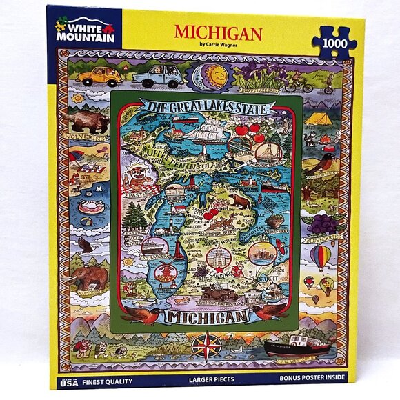 White Mountain puzzle Michigan The Great Lakes State 1000 piece 2024 COMPLETE - Picture 1 of 5